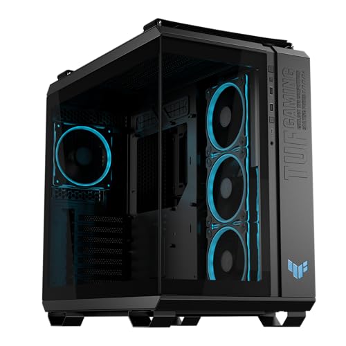 ASUS TUF Gaming GT502 Horizon TG ARGB Black modulares Zweikammer-Gehäuse (Panoramadesign, 4 vorinstallierte ARGB-Lüfter, Front Panel High-Speed USB Type-C, schwarz)