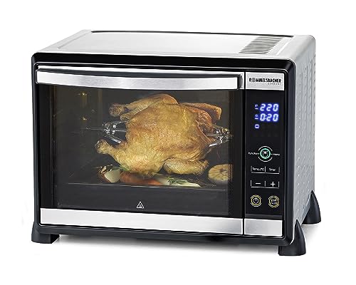 ROMMELSBACHER Elektronik Back & Grill Ofen BGE 1580/E - 30 Liter Backraum, elektronische Regelung von 80-230 °C, Touch Control, 8 Heizarten, Umluft, Drehspieß, Timer, Doppelverglasung, Edelstahl