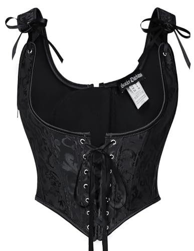 SCARLET DARKNESS Korsett Oberteile für Frauen Vintage Jacquard Unterbrustkorsett Bustier Mieder Schwarz 48