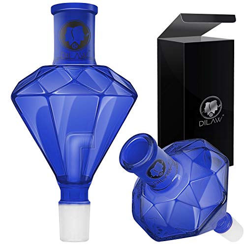 DILAW® Shisha Diamant Molassefänger Totenkopf (aus Glas für (Schliff 18/8) - Wasserpfeife, Vorkühler-Aufsatz Skull Wasserpfeife, Blau