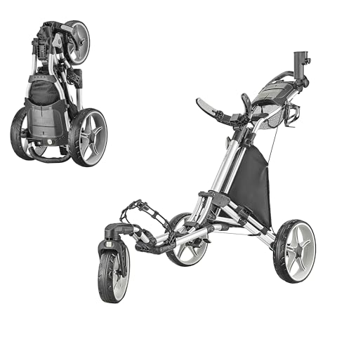 CaddyTek Unisex – Erwachsene CaddyLite ONE-Swivel V8, Silber Golf-Push-Cart, Einheitsgröße