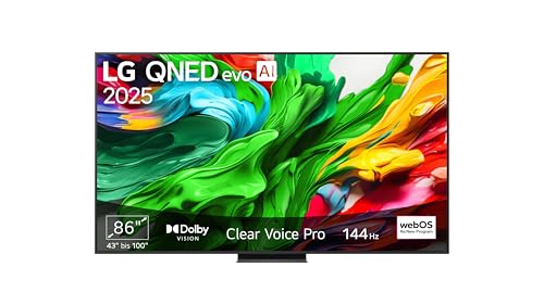 LG 86QNED86A6A TV 86 Zoll (218 cm) 4K QNED evo AI TV (α8 Gen2 4K AI Prozessor, webOS 25, 120Hz (VRR bis zu 144Hz)) [Modelljahr 2025]