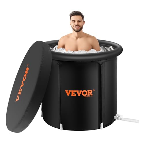 VEVOR Eisbadewanne, 80 cm langes Tauchbecken für Kaltwassertherapie für Sportler, tragbares Outdoor-Eisfass-Tauchbecken zur Erholung, 290 l aufblasbare Faltbadewanne mit Abdeckung