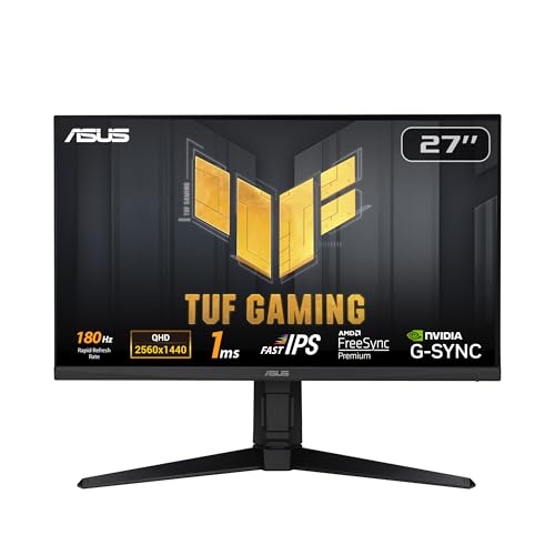ASUS TUF Gaming VG27AQL3A - 27 Zoll WQHD Monitor - 180 Hz, 1ms GtG, FreeSync, G-Sync, Adaptive Sync, ELMB, DisplayHDR 400 - Fast-IPS Panel, 16:9, 2560x1440, DP, HDMI, USB, ergonomisch, Speaker