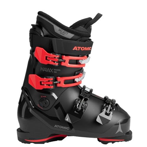 ATOMIC HAWX Magna 100 Skischuhe in Schwarz/Rot - Größe 45/46 - Breite Ski-Boots mit 102 mm Passform & 100er-Flex - Hochwertige Ski-Schuhe mit individuellem Memory Fit