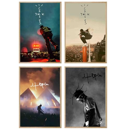 NebulaNova Travis Poster Scott (4er-Set)-Ablum Wandkunst, Leinwandposter, Raumdekoration, Geschenk, ungerahmt, 20 x 30 cm