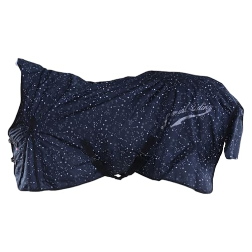 Imperial Riding - Outdoordecke 600D IRHSuper-Dry Stardust – als Regendecke, Übergangsdecke & Winterdecke – wasserdichte Weidedecke mit Füllung – Pferdedecke in Schwarz – 155cm (50g)