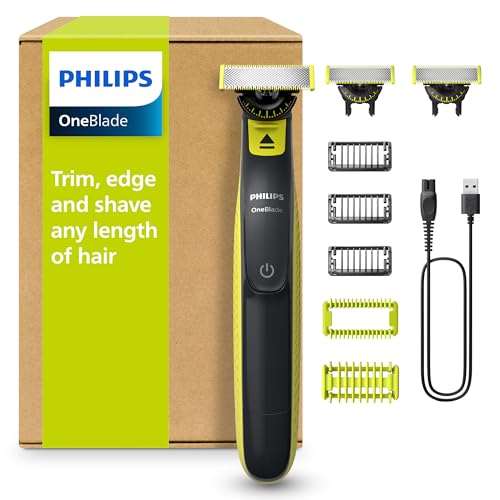 PHILIPS OneBlade 360 Face & Body - elektrischer Rasierer, Trimmer & Bodygroomer, 3x 360 Klingen, 3x Trimmaufsätze (1/3/5 mm), 2x Körperaufsätze, Nass- & Trockenrasur für Gesicht & Körper (QP2824/31)