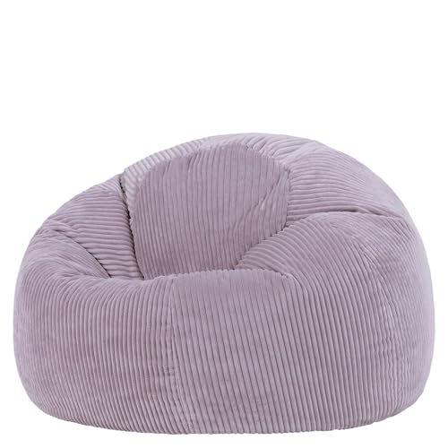 Icon Kingston Sitzsack Cord, Lila, Sitzsack Erwachsene mit Füllung, Bean Bag, Cord Sessel, Lounge Sessel, Lounge Stuhl, Schlafzimmer, Wohnzimmer, Wohnzimmer Möbel