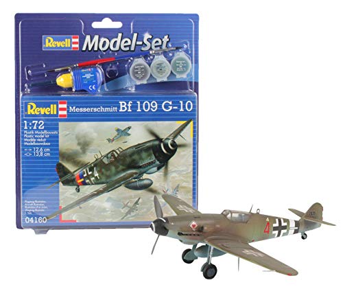 Revell Modellbausatz Flugzeug 1:72 - Messerschmitt Bf 109 G-10 im Maßstab 1:72, Level 3, originalgetreue Nachbildung mit vielen Details, Model Set mit Basiszubehör, 64160 Bunt