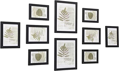 SONGMICS Bilderrahmen 10er Set, für 2 Fotos in 20 x 25 cm, 4 Fotos in 13 x 18 cm, 4 Fotos in 10 x 15 cm, Kunststoffscheibe, MDF, weihnachten, tintenschwarz RPF310H