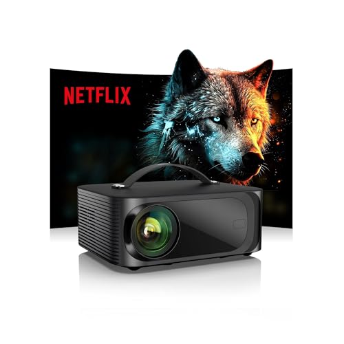Beamer-4K Passend für Netflix Dolby Audio ONOAYO 1500ANSI HDR10+ HDMI eARC Smart Beamer Heimkino, 1080P Full HD KI-Autofokus WiFi 6 Bluetooth 5.3 Tragbarer Mini Outdoor Projektor Kino Überall