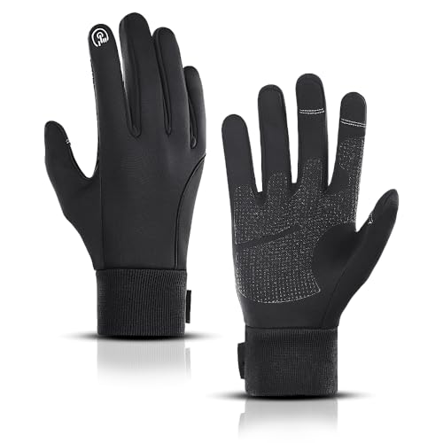 LERWAY Winter Warme Handschuhe Touchscreen Winterhandschuhe Herren Damen Fahrradhandschuhe Sport Winddichte Handschuhe MTB Handschuhe Schwarz zum Radfahren Laufen Fahren Joggen Skifahren (Schwarz-XL)