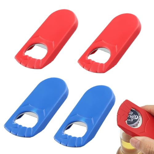 4 Stück Flaschenöffner mit Verschluss, Flaschenöffner Personalisiert, Mode Bottle Opener, Flaschenverschluss Tragbare Bierflaschenöffner für Zuhause Pub Küche Camping (Rot Blau)