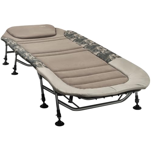 MK-Angelsport Angelliege 150 kg Karpfenliege XXL 8 Bein Fort Knox FlatSize X-Pro Camo Bedchair Gartenliege Liege
