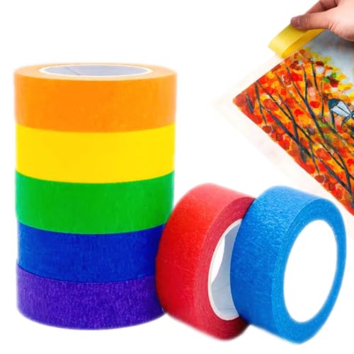 QFECT Washi Tape 7 Rollen Kreppband Bunt Farbe 15m x 15 mm Klebeband Bunt Abdeckband Masking Painters Paper Tapes DIY Handwerk Papier Klebeband Dekorative Washi Tape für Heimwerker Scrapbook