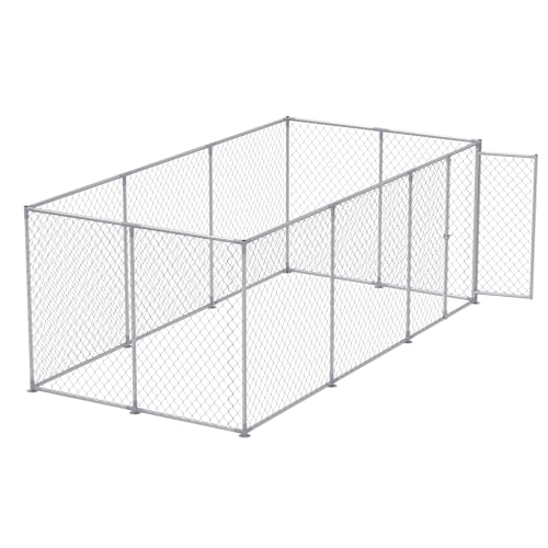 HENGMEI Hundezwinger Outdoor Hundehütte Zwinger Hundehaus Hundekäfig Tierlaufstall Freilaufgehege Tiergehege mit Schloss Kleintierestall (Rechteckig - 400x200x150cm ohne Dach)