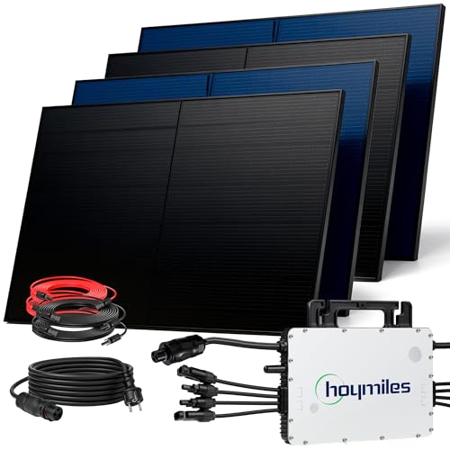 SUNNIVA® 2000W Balkonkraftwerk BIFAZIAL FULLBLACK komplett Steckdose HOYMILES 1500 Watt Wechselrichter, PV Solaranlage Komplettset, 4x 500W N-Type Glas-Glas Bifacial Solarmodule, 5m Kabel