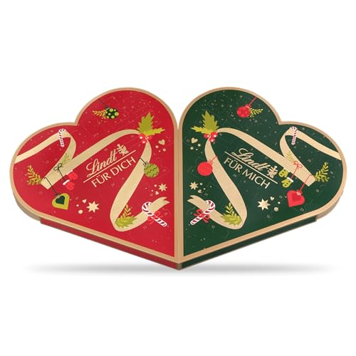 Lindt Schokolade | Pärchen Adventskalender 2025 | 505g | süße Überraschungen hinter 2 x 24 Türchen, zum teilen mit Ihren Liebsten | weihnachtliche Schokolade für die Adventszeit