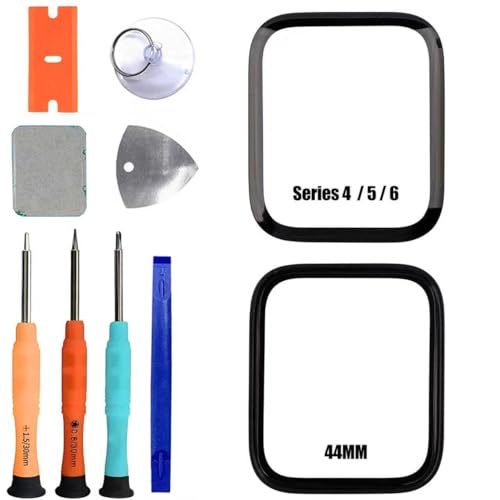 ERYNK Für Apple Watch Series 4 & 5 & 6 44MM Display Glas Frontglas Reparatur Replacement Set [mit OCA Kleber] [No LCD Screen] with Werkzeugsatz