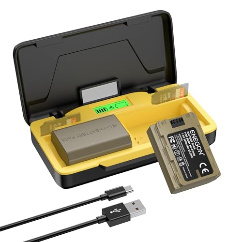 ENEGON NP-FZ100 20W Schnellladegerät-Set für Sony Alpha 7 iv,Alpha 7 iii,A9,A9R, A6700, A6600,FX3, FX30,A1, 2er-Pack 3000mAh Akkus, Kompatibel mit Sony NP-FZ100, Digitalanzeige, SD-Kartensteckplatz