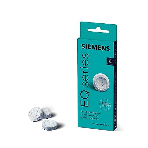 Siemens Reinigungstabletten TZ80001A, 10 Stück, Kaffeeöl-Rückstände ideal entfernen, Original-Zubehör, passend für Kaffeevollautomaten der EQ Reihe, sowie Einbauvollautomaten
