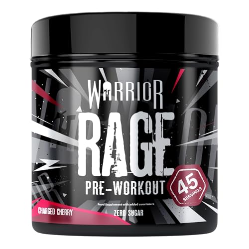 Warrior Rage Pre-Workout Pulver 392 g (Kirsche) – Energy-Drink Booster mit Kreatin, Beta-Alanin, Koffein & Vitamin C – muskelaturaufbau, Energie, Fokus & Pump – 45 Portionen