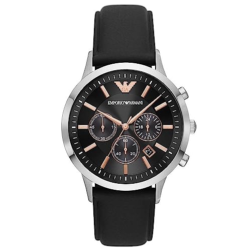 Emporio Armani Herren-Chronograph, Edelstahluhr, 43 mm Gehäusegröße