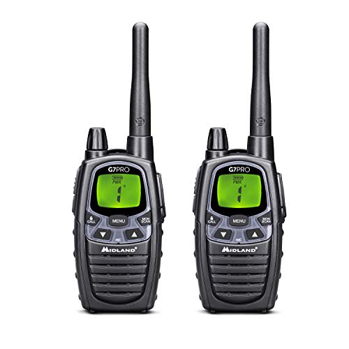 Midland G7 Pro PMR+LPD-Funkgerät C1090.13 Robustes Gerät für die Professionelle oder Private Nutzung, mit LCD-Display, inklusive Doppelstandlader und Gürtelclips, 2 Stück im Set