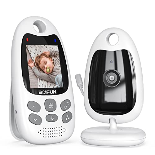 BOIFUN Babyphone mit Kamera 2 Zoll Tragbares Vox-Funktion Temperatursensor Nachtsicht-Video-Babyfon 2,4 Ghz, Intelligentes Standby Baby Monitor Gegensprechanlage Schlaflieder Lange Akkulaufzeit, 720p