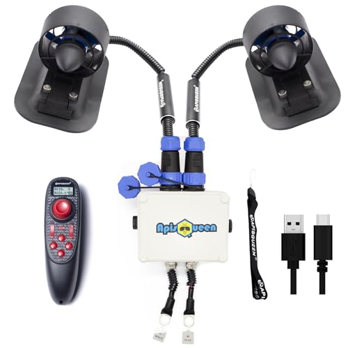 ApisQueen U2 Set 12-16V Brushless Unterwasserstrahlruder 3.4Kg(7.5LB) Schubkraft, mit 45A Bi-Directional ESC und nicht wasserdichter Fernbedienung für Fischerboote