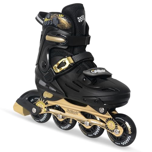 Nattork Inline Skates für Kinder und Erwachsene, 4 Größen Verstellbar Kinder Inliner, Renndesign Inline Skates für Damen Herren (Goldene, M (32-36))