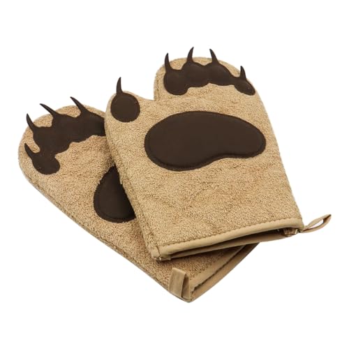 Alnicov 1 Paar Backofenhandschuhe braune Design-Bären-hitzebeständige Kochhandschuhe, Backen, BBQ, Ofen,Küchenhandschuhe