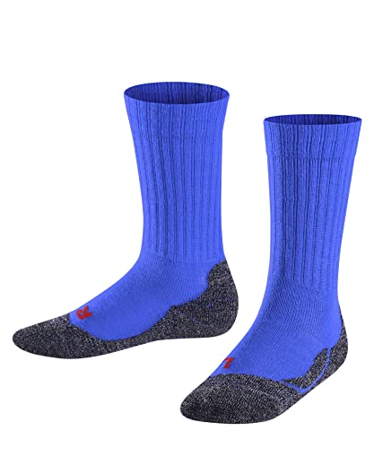FALKE Unisex Kinder Socken Active Warm K So Wolle Funktionsmaterial dick atmungsaktiv einfarbig 1 Paar, Blau Cobalt Blue 6054, 35-38