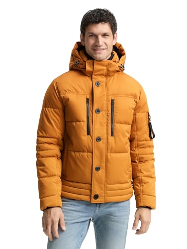 TOM TAILOR Herren 1046971 Pufferjacke mit Abnehmbarer Kapuze, 10821-Peanut Butter Brown, L