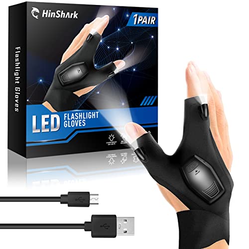 Hinshark Geschenke für Männer, Handschuhe mit Licht Angelzubehör, Weihnachtsgeschenke Kleinigkeiten, Männergeschenke, Geburtstagsgeschenk Gadgets Kleine Lustige Geschenke für Männer Papa, Valentinstag