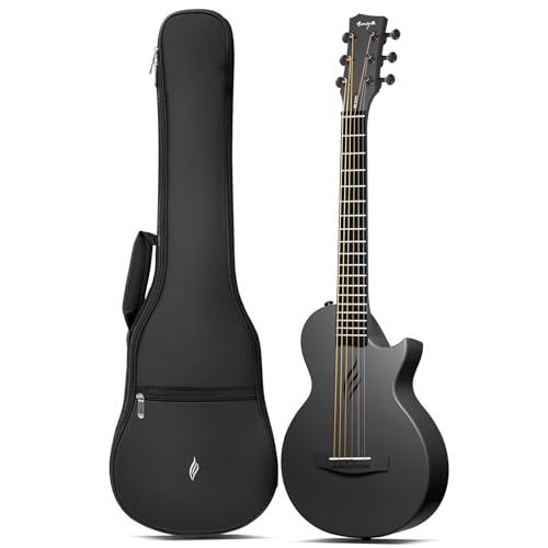 Enya Nova Go Mini-Gitarre – Akustische Gitarre, Schwarz, 1/4 aus Kohlefaser, für Kinder, Erwachsene, Anfänger, Reisegitarre, Musikerziehung für Kinder, Geschenk zu Ostern, Geburtstag, Weihnachten
