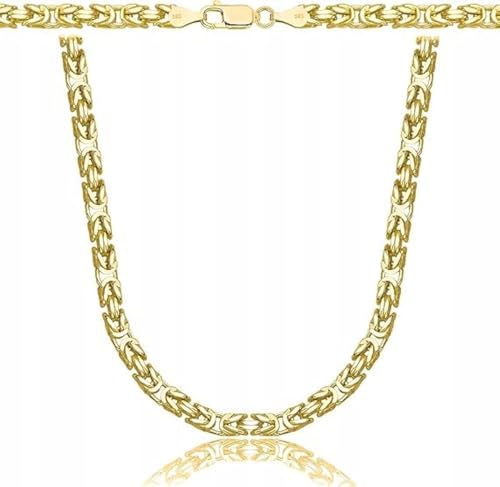 AMAR PRAGNA Königskette Ketten für Herren - Gold 925/585 14k, Herrenhalskette, Silber 925 mit Gold 14k - Herren Schmuck, Italienische Qualität, Breite 4,5 mm
