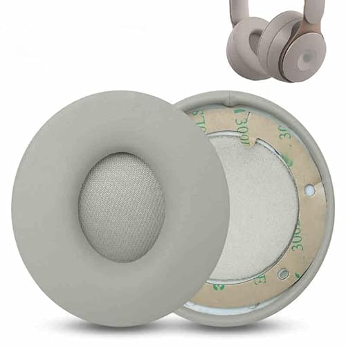 Solo Pro Ersatz-Ohrpolster, kompatibel mit Beats Solo Pro Kopfhörer, Proteinleder, Solo Pro Ohrpolster, Ersatzkissen, Grau