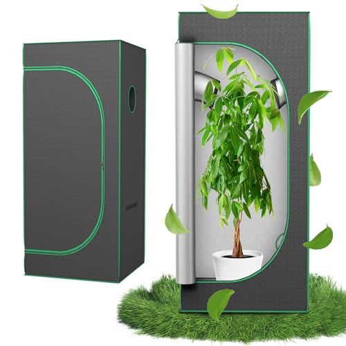Aufun Grow Zelt, Grow Tent 60x60x140cm Growschrank für Pflanzen Zuchtzelt Gewächshaus Box Garten Anzucht Gemüse Kräuter Grow Schrank, Indoor Anbauzelt, Growroom für Blumen klein Tomaten Hydro Green