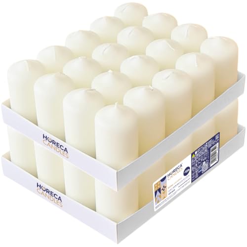 Horeca Candles - Stumpenkerzen - Elfenbein - Ø 4 x 7 cm - 40er Set Blockkerzen - Lange Brenndauer 12 Stunden - Ohne Duft - Kerzen für Haushalt, Feiern und Gastronomie