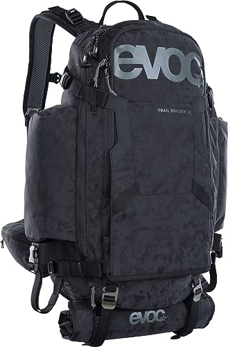 EVOC TRAIL BUILDER 35, Werkzeugrucksack (Cordura-Material, extrabreite Hüftflügel, gepolsterte Schultergurte, inkl. Regenhülle, Volumen: 30l, Maße: 56 x 29 x 18 cm), Schwarz