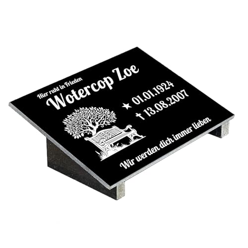 Grabplatte mit Inschrift aus Granit, personalisierbar Gedenktafel für Urnengrab, Grabstein für 1-2 Pers., Urnengrabstein N6 (30x40cm mit Stützen)