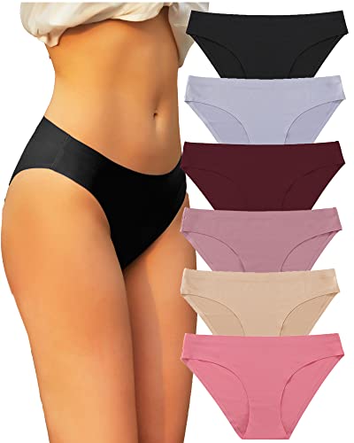 FINETOO 6er Pack Unterhosen Damen Seamless Slips Nahtlo Hipster Unsichtbare Unterhose Sexy Unterwäsche Bequem Dessous Frauen Panties Bikini Mehrpack XS-2XL