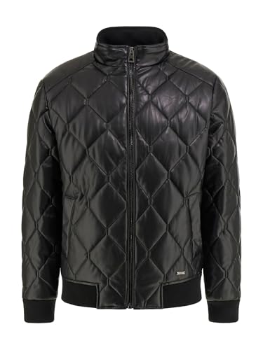 GUESS Herren Steppjacke aus Kunstleder, Schwarz (Jet Black), M