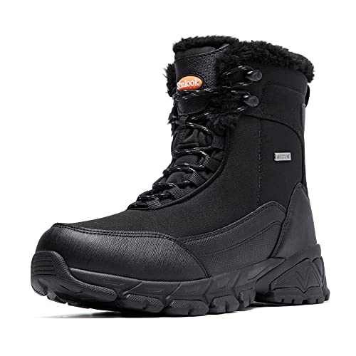 SHULOOK Winterstiefel Herren Wasserdicht Warm Gefüttert Winterschuhe Herren Schneestiefelrutschfeste Hohe Wanderschuhe Outdoor Schuhe Winter für Wandern Arbeiten Camping (Schwarz EU 43)