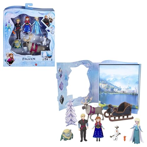 Mattel DISNEY Die Eiskönigin - Märchen-Set mit 6 spielerischen Lieblingsfiguren, interaktiver Verpackung und Zubehör für Kinder, HLX04