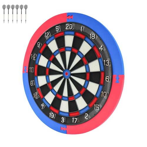 Professionelle Dartscheibe mit Schallschutz und Wabenkern, Inkl. Schutzring & 6 Darts, Wandmontage, 4 cm Dicke für Präzision für Zuhause, Bar und Büro
