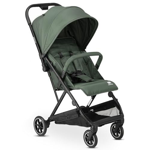 DERYAN Easy Buggy – Leichter Reisebuggy für Babys & Kleinkinder – Kompakt klappbar mit Liegefunktion & Sonnenverdeck – Grün