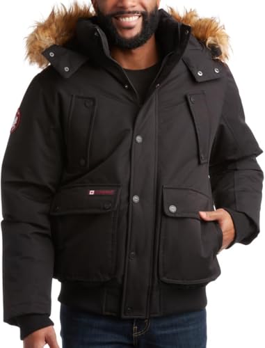 CANADA WEATHER GEAR Herren Big & Tall Winterjacke – Schwerer Bomber-Parka, Mantel Jacke für große Männer (Größen: M-5X), Rabenschwarz, 5X